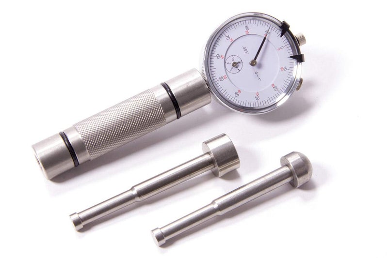Proform Camshaft Checking Fixture, 0.001 in Dial Indicator, Flat/Hydraulic Camshaft Followers, Aluminum, Natural, Ford and GM Lifter Bores, Kit
